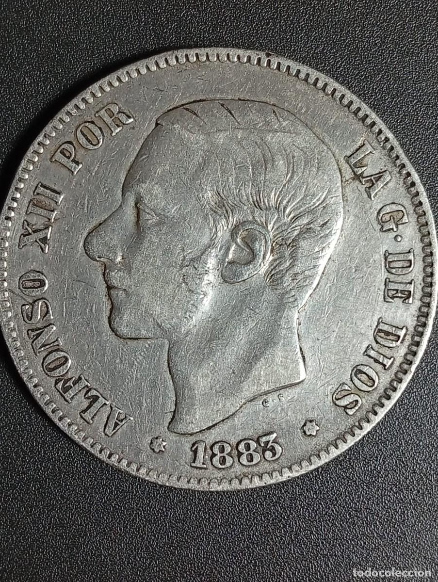 Moedas de Espanha: Duro de plata 900, 5 ptas Alfonso XII a&ntilde;o: 1885