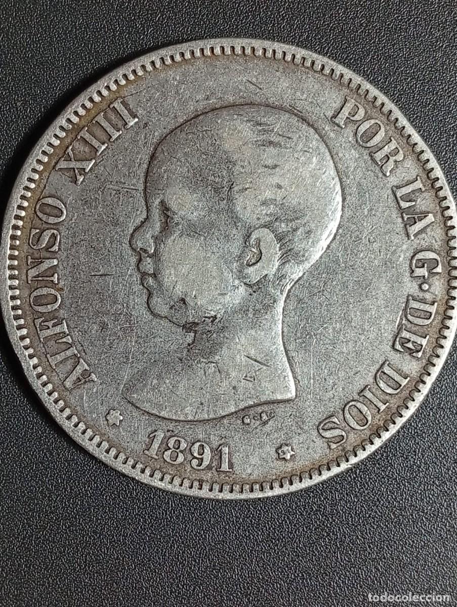 Moedas de Espanha: Duro de plata 900, de 5 ptas Alfonso XIII A&ntilde;o: 1891