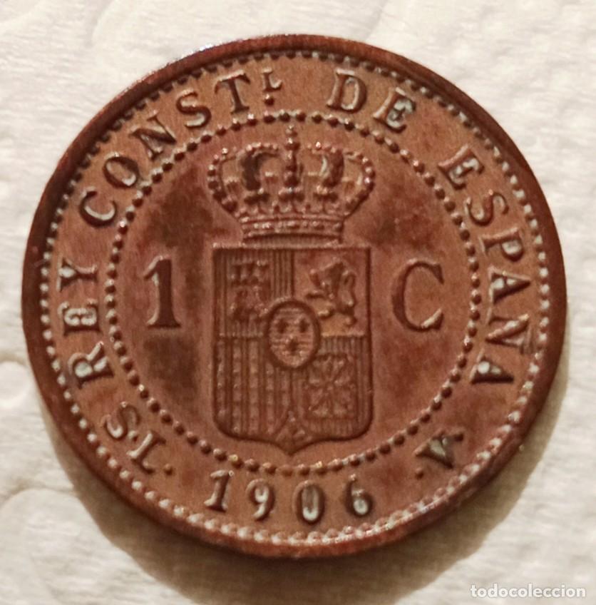 Monedas de Espa&ntilde;a: 1 C&eacute;ntimo Alfonso XIII 1906 *6 - Foto 2
