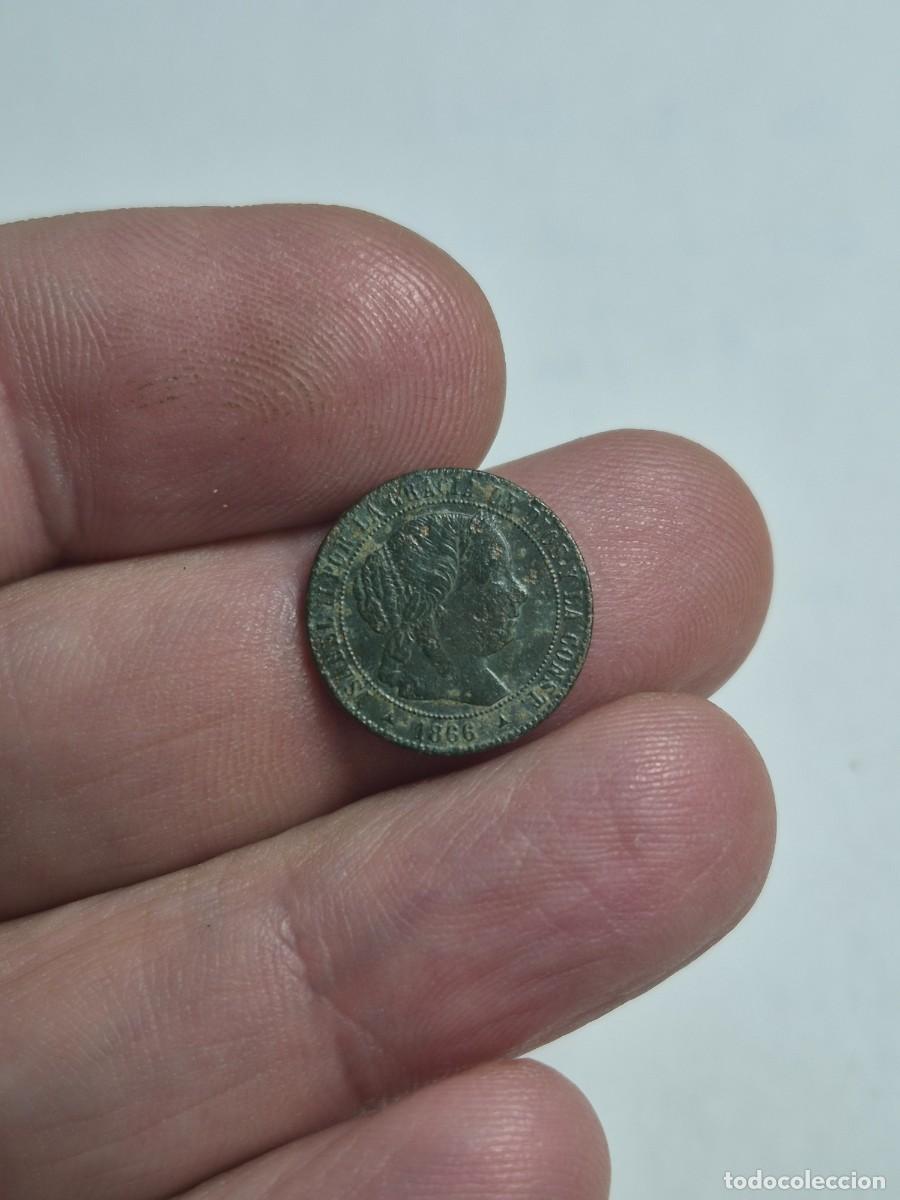Monete da Spagna: NT/ ISABEL II 1/2 CENTIMOS ESCUDO 1866 SEGOVIA ESCASA (E1553)