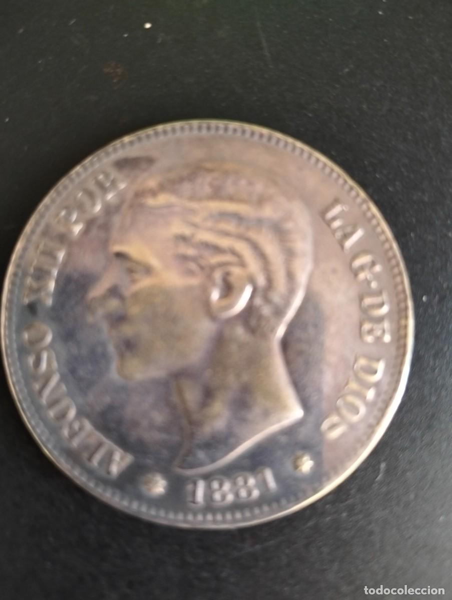 Monete da Spagna: Moneda de 5 pts Alfonso XII a&ntilde;o y estrella 81