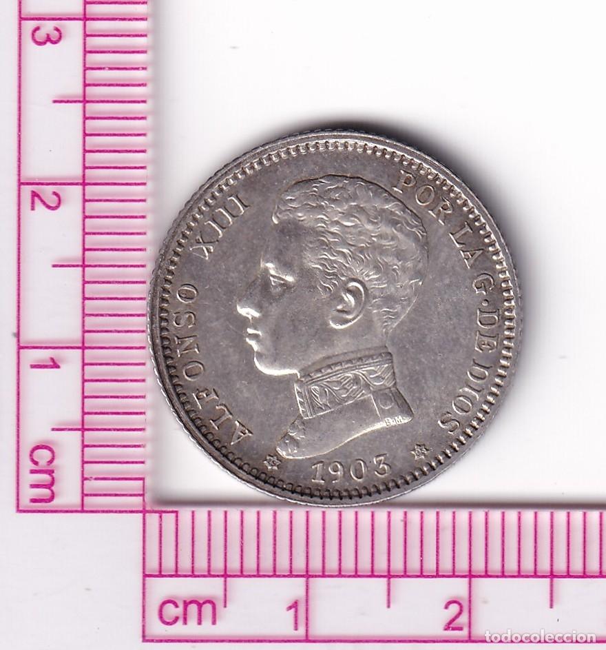 Coins of Spain: CRF1946 MONEDA ESPA&Ntilde;A ALFONSO XIII 1 PESETA 1903 *19*03 SMV RESTOS BRILLO ORIGINAL