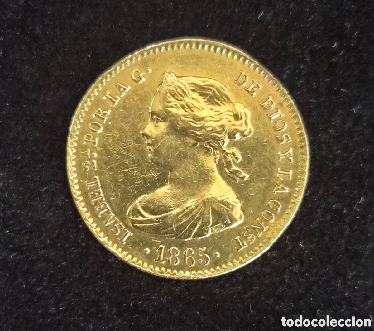 Monnaies d'Espagne: Espa&ntilde;a &ndash; 4 Escudos de Oro 1865 &ndash; Isabel II &ndash; Madrid &ndash; Moneda Hist&oacute;rica