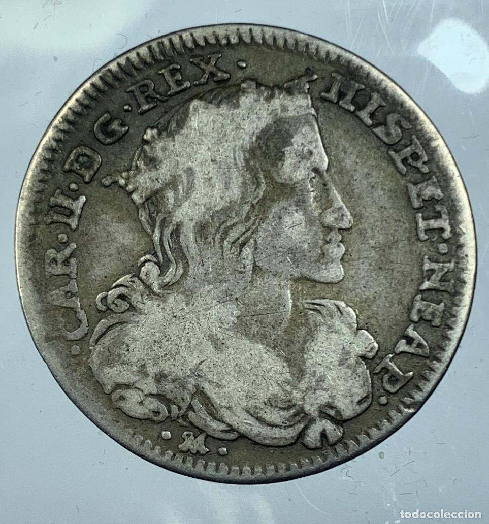 Moedas de Espanha: 1 Tari Carlos Carol II Espa&ntilde;a N&aacute;poles Italia moneda de plata 1696