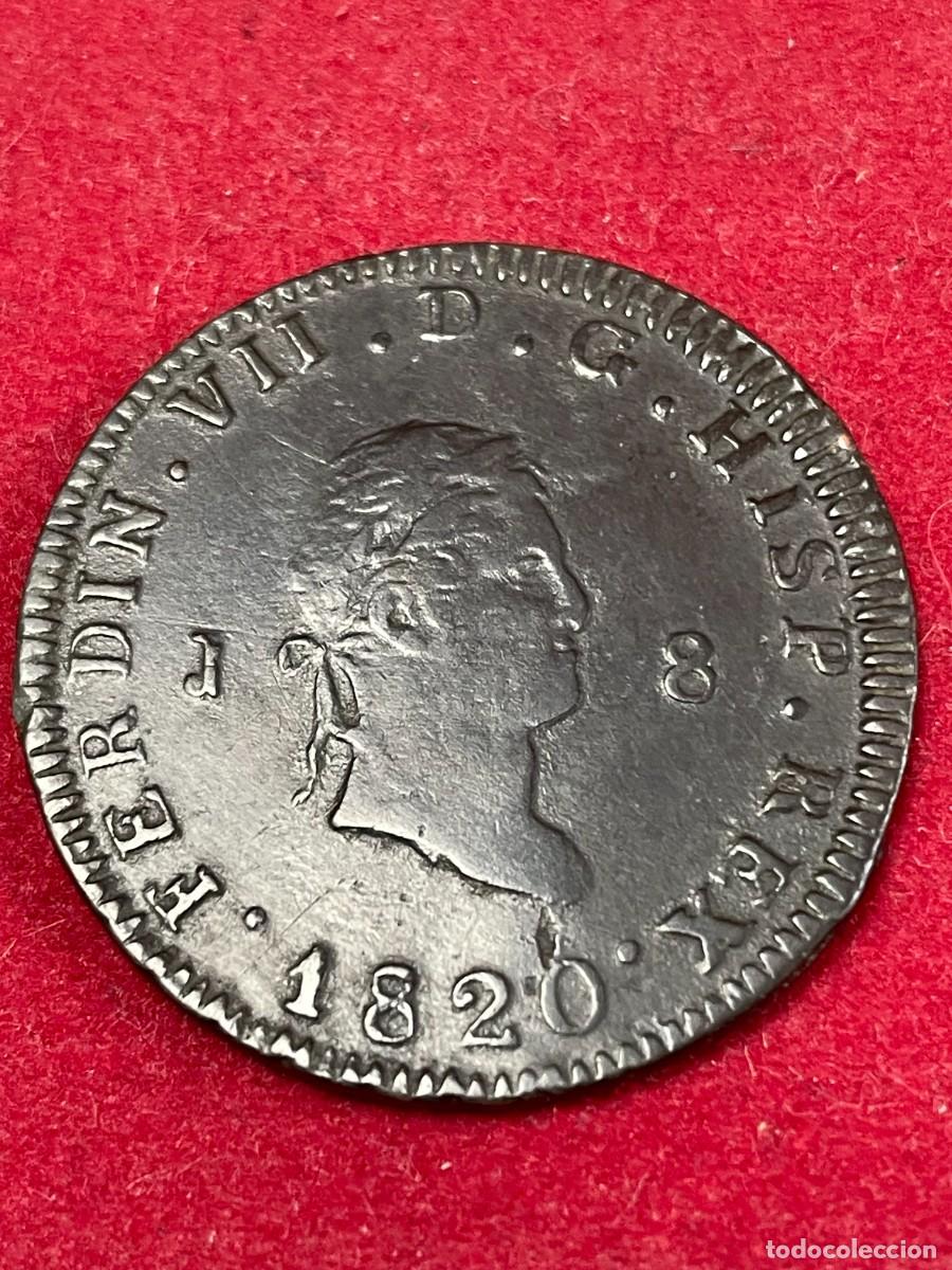 Moedas de Espanha: 8 maraved&iacute;s Fernando VII 1820 Jubia J. Moneda antigua de cobre Espa&ntilde;a, excelente conservacion.