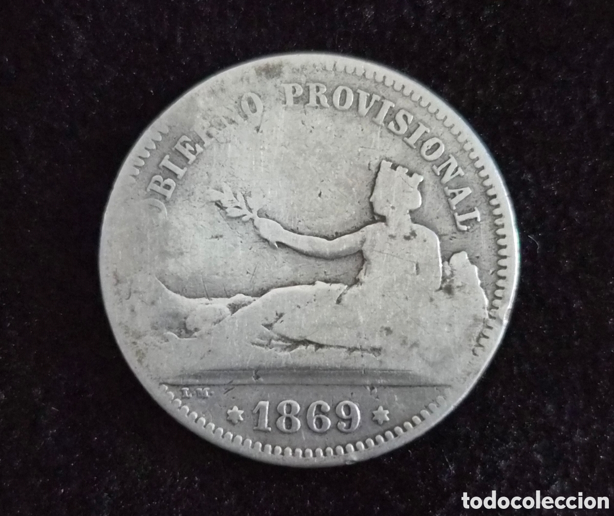 Moedas de Espanha: Espa&ntilde;a &ndash; 1 Peseta 1869 &ndash; Gobierno Provisional &ndash; Plata