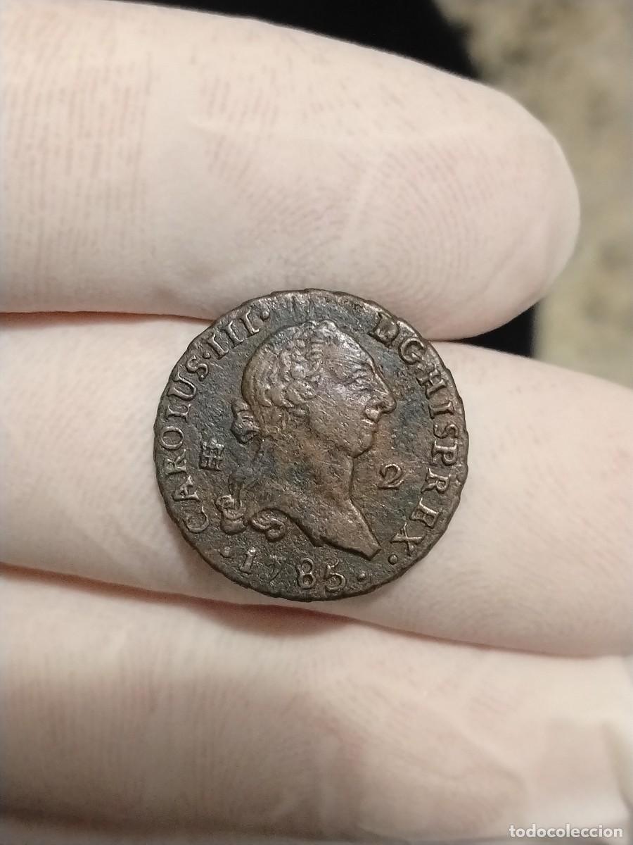 Moedas de Espanha: Muy Rara!! Carlos III 2 maravedis 1785 Segovia