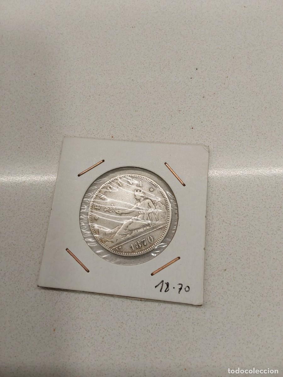 Monnaies d'Espagne: No33-DOS PESETAS DE PLATA DE LA REPUBLICA 1870 *18*70