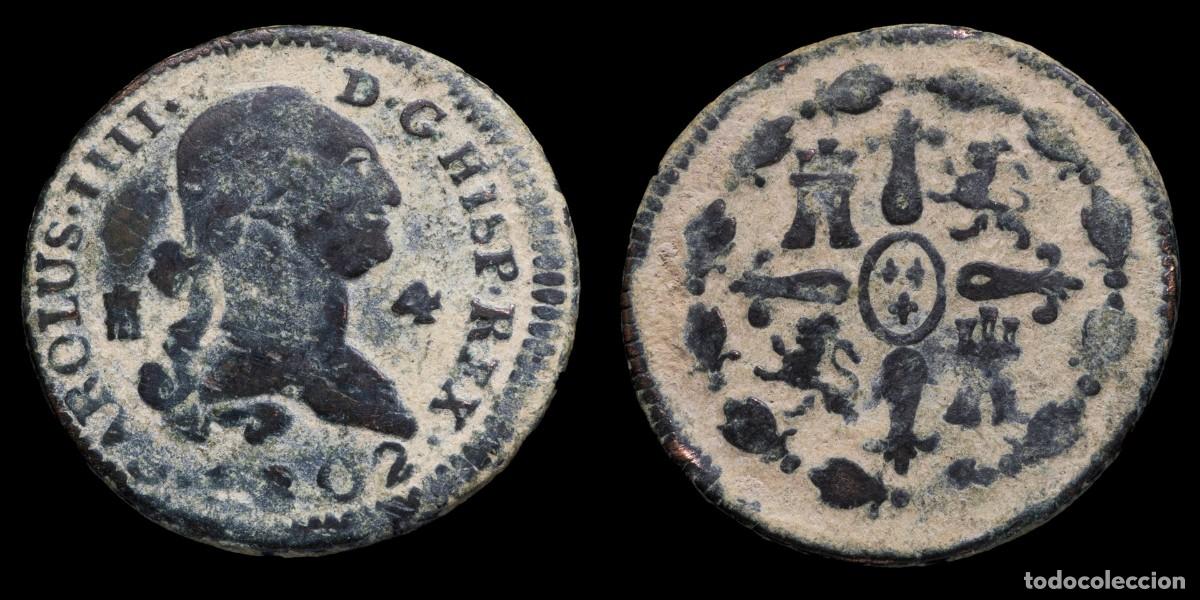 Coins of Spain: 1802, 4 Maravedis Charles IV, Segovia Mint - 26 mm / 5,17 gr.