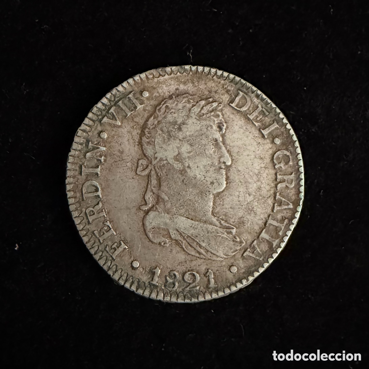 M&uuml;nzen von Spanien: 2 Reales Fernando VII 1821 Lima plata MBC