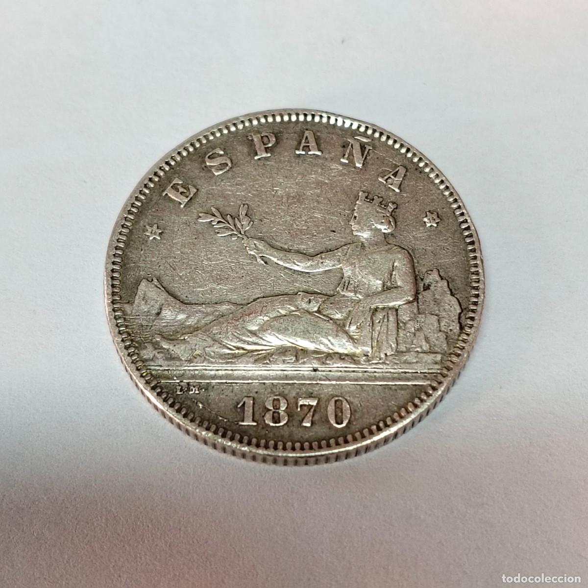 Monedas de Espa&ntilde;a: Moneda de plata 2 pesetas 1870