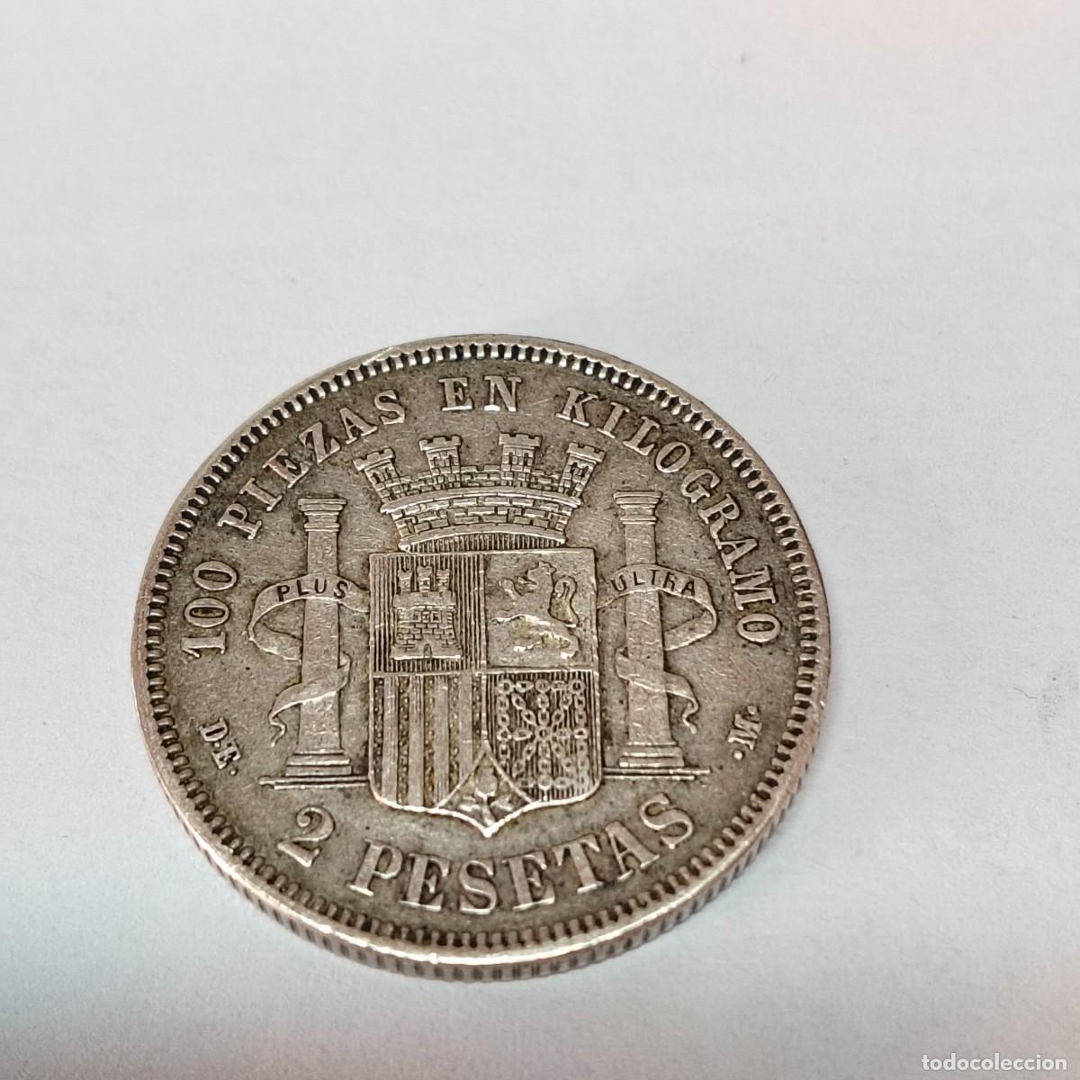 Monedas de Espa&ntilde;a: Moneda de plata 2 pesetas 1870 - Foto 2