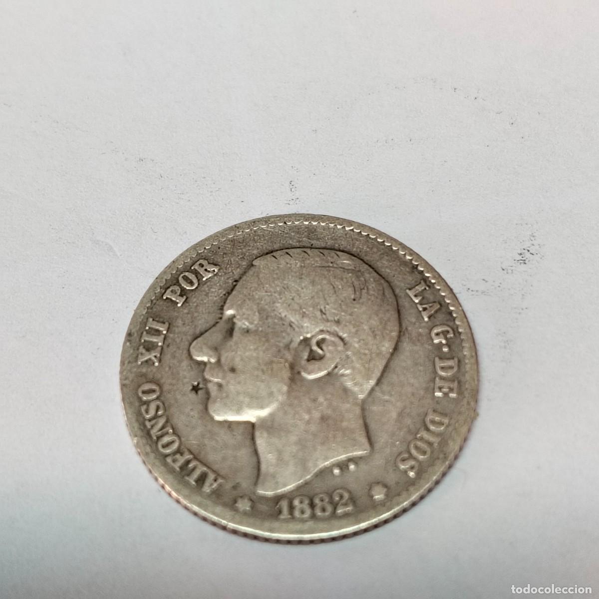 Moedas de Espanha: Moneda de plata 2 pesetas 1882 Alfonso XII