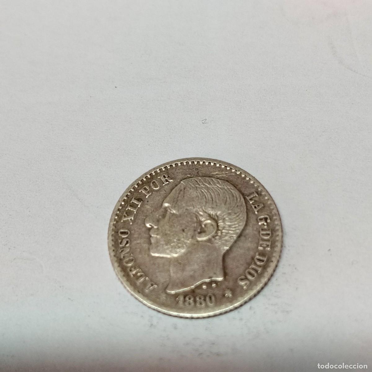 Moedas de Espanha: Moneda de plata 50 c&eacute;ntimos 1880 Alfonso XII