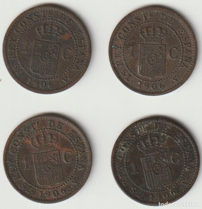 Monedas de Espa&ntilde;a: Espa&ntilde;a. Lote de 4 monedas de 1 C&eacute;ntimo 1906 SLV - Foto 1