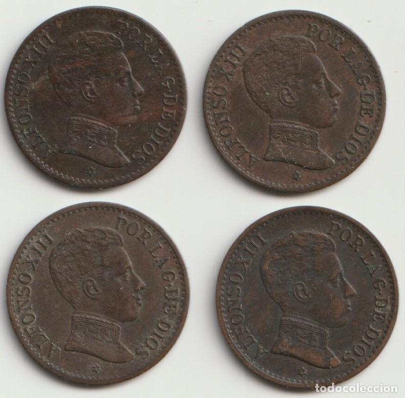 Monedas de Espa&ntilde;a: Espa&ntilde;a. Lote de 4 monedas de 1 C&eacute;ntimo 1906 SLV - Foto 2