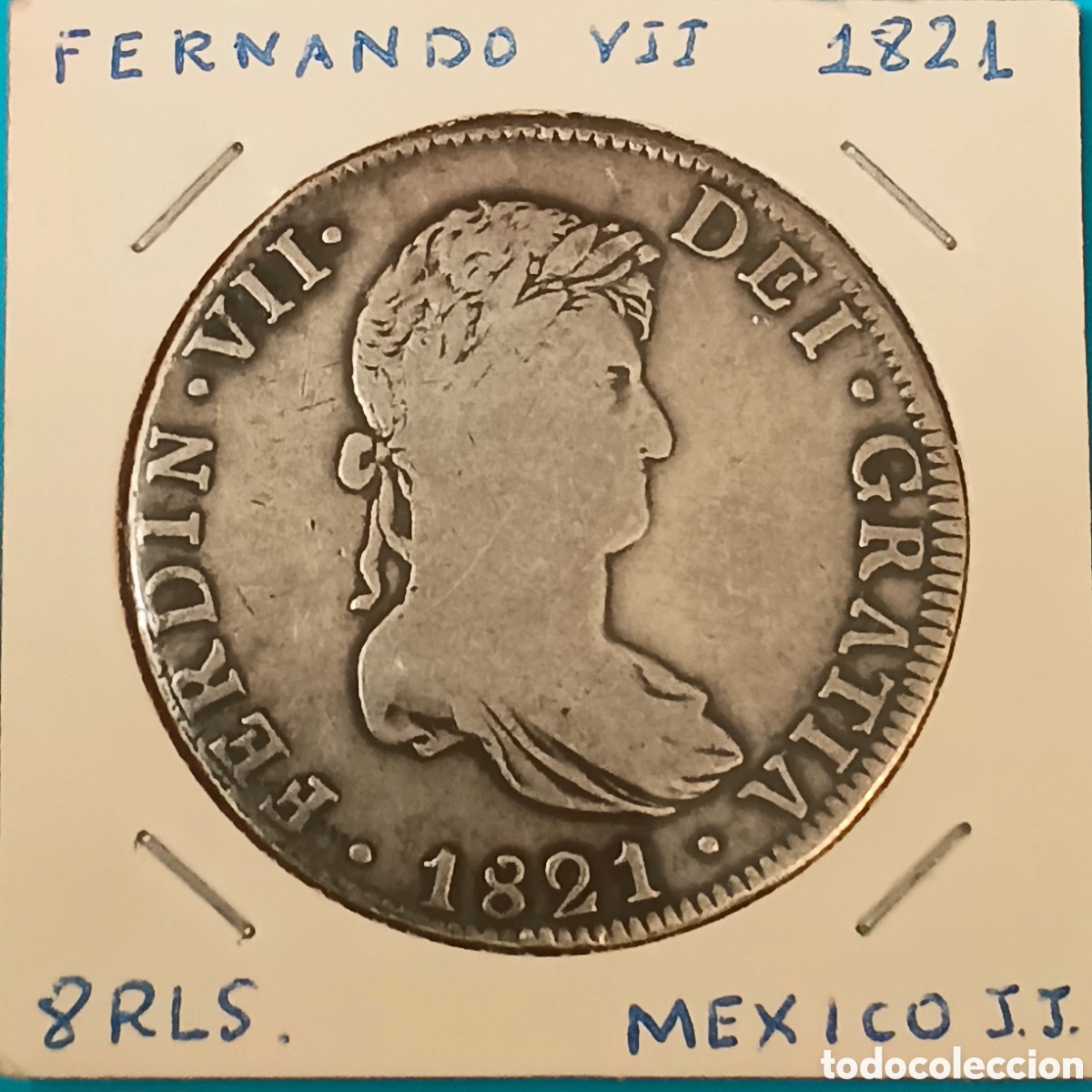 Moedas de Espanha: FERNANDO VII 8 REALES PLATA 1821 MEXICO JJ