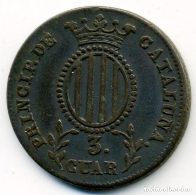 Coins of Spain: XS- ISABEL II - CATALU&Ntilde;A 3 Cuartos 1837