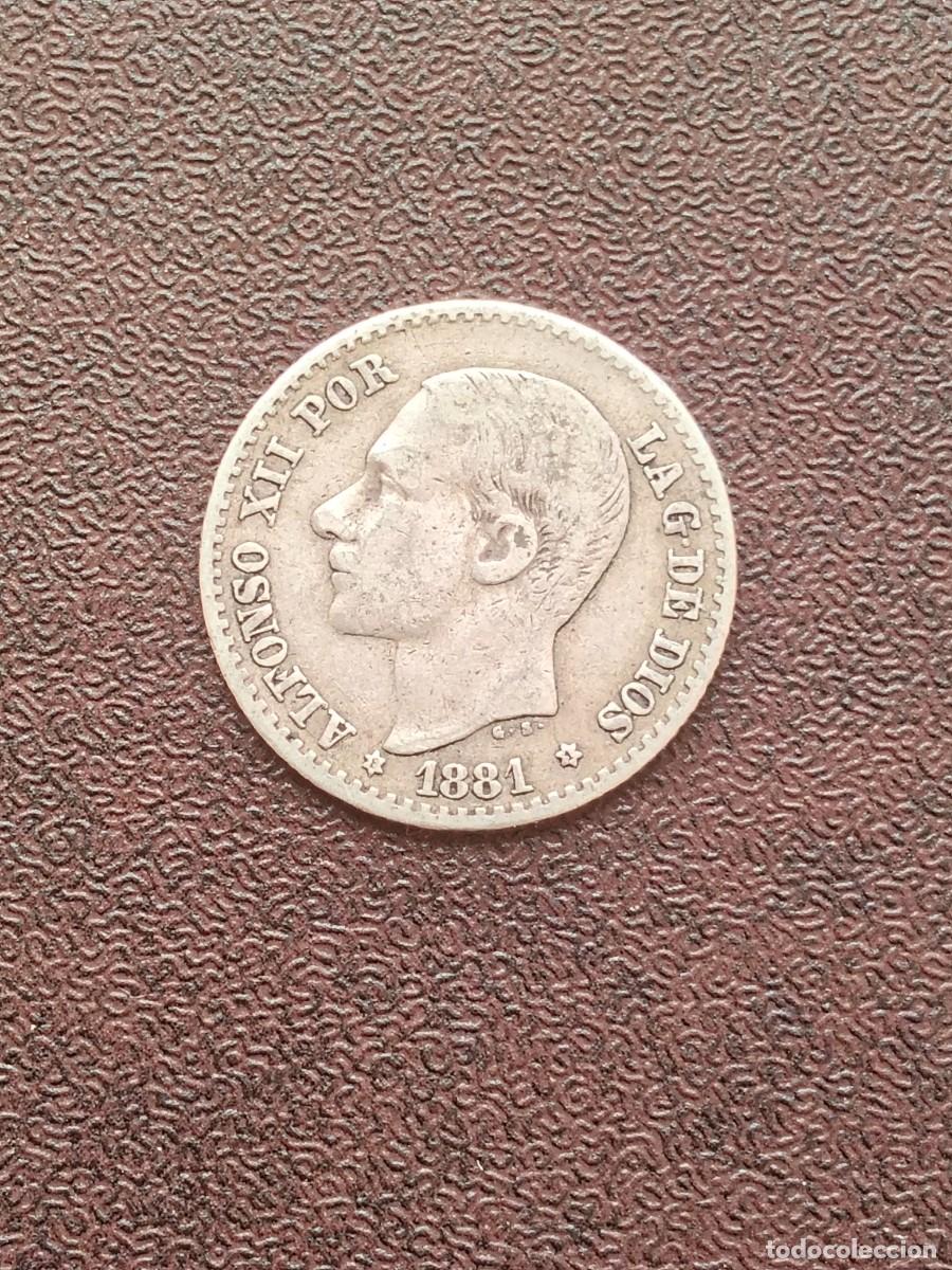 Coins of Spain: MONEDA DE 50 CENTIMOS DE ALFONSO XII DEL A&Ntilde;O 1881*8-1 MS M.DE PLATA.ORIGINAL%
