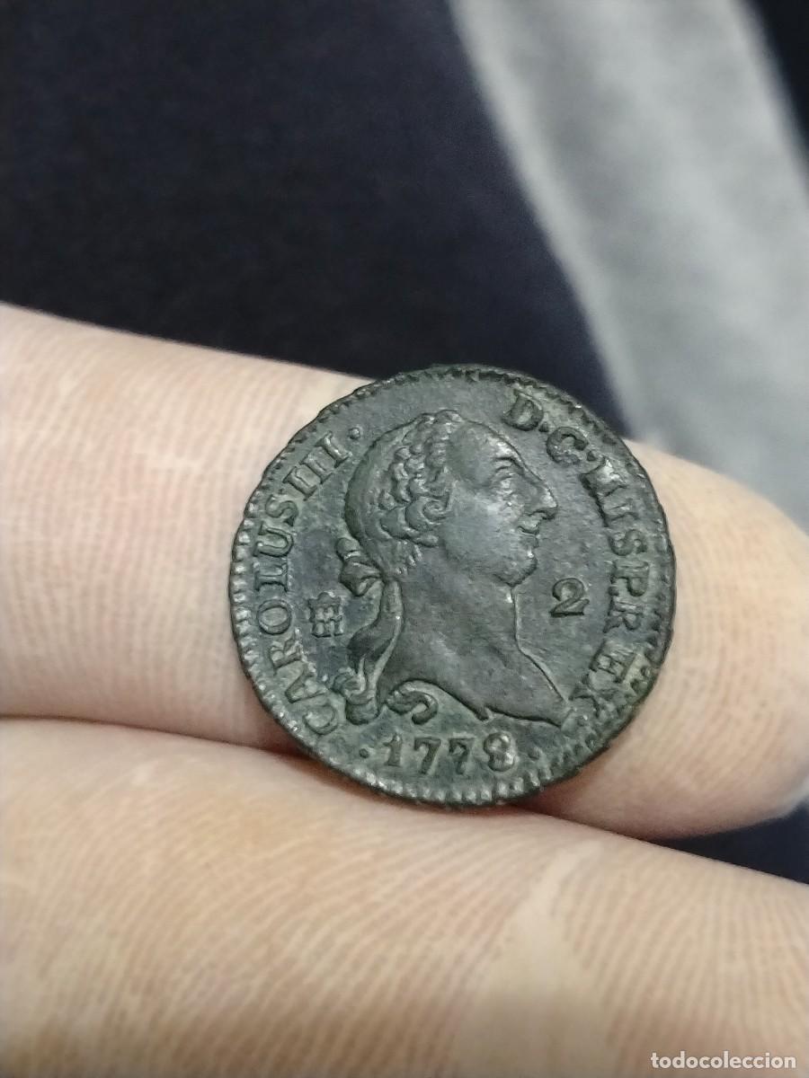 Monedas de Espa&ntilde;a: Carlos III 2 maravedis 1778/9 Segovia