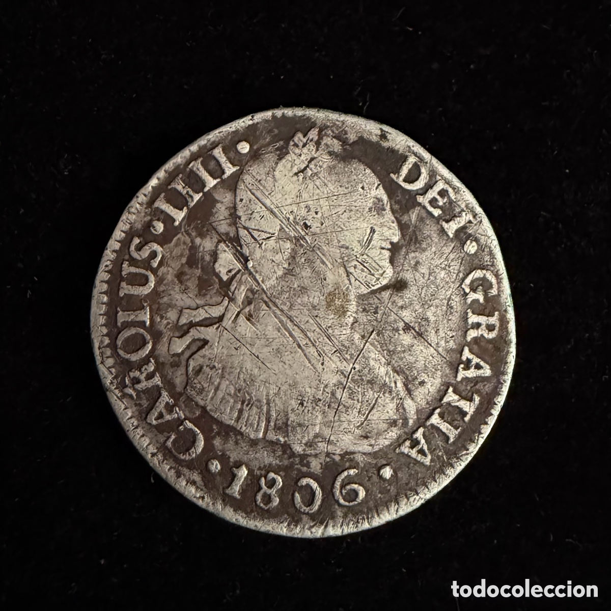 Monedas de Espa&ntilde;a: 2 Reales Carlos IIII 1806 Lima plata BC+