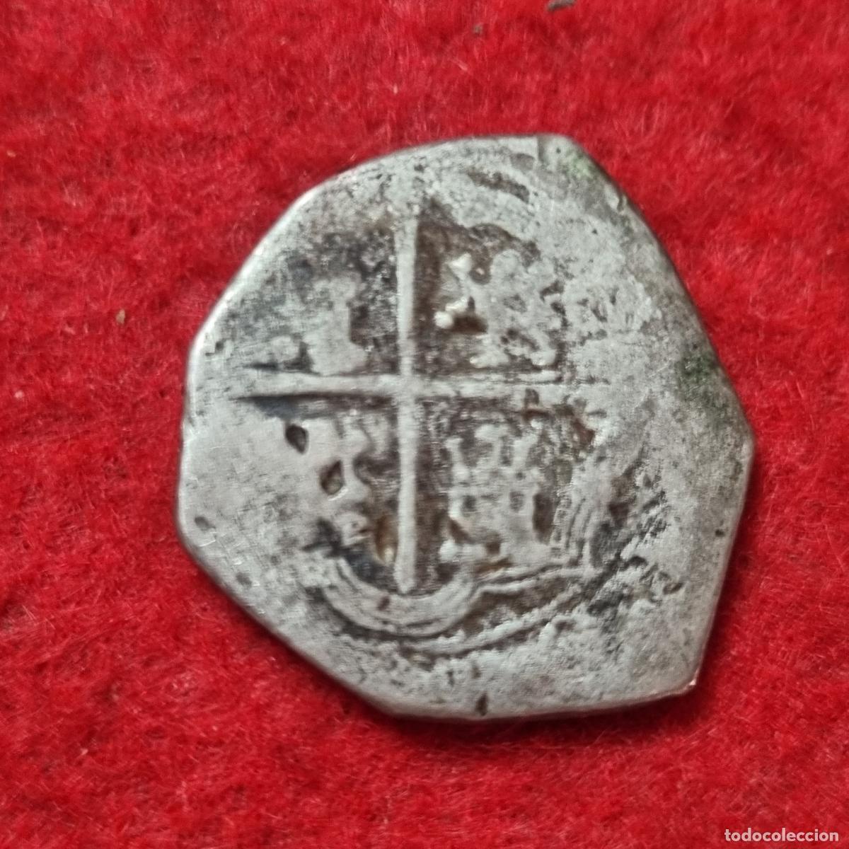 Monedas de Espa&ntilde;a: MONEDA PLATA FELIPE 2 REALES MACUQUINA ORIGINAL C41
