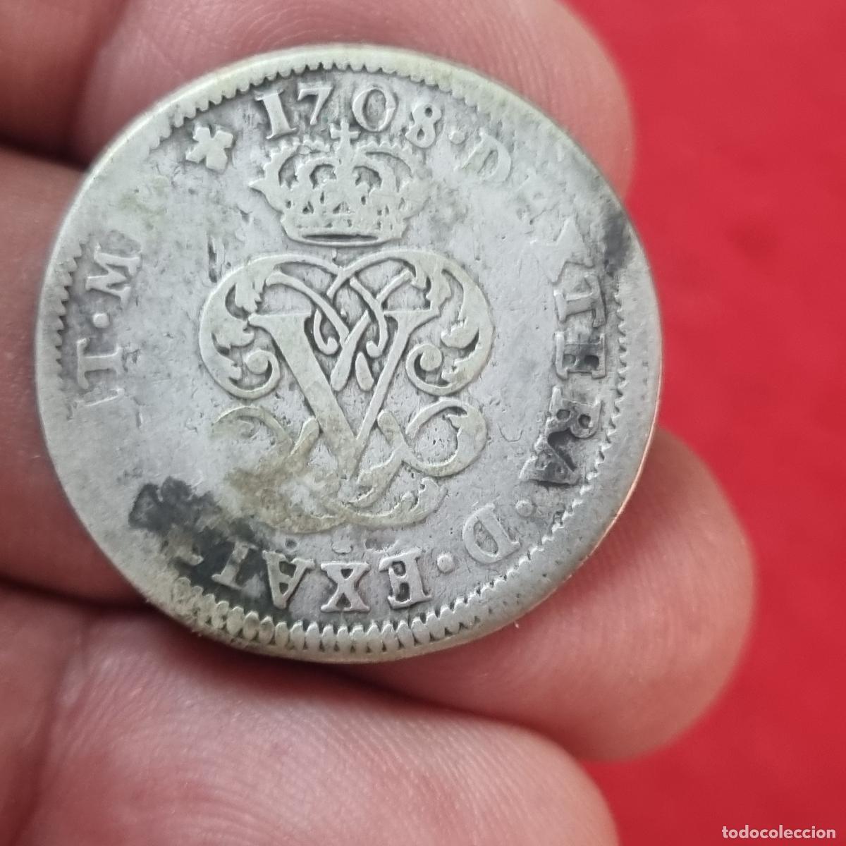 Monedas de Espa&ntilde;a: MONEDA FELIPE V 2 REALES DE PLATA 1708 SEGOVIA ORIGINAL C41
