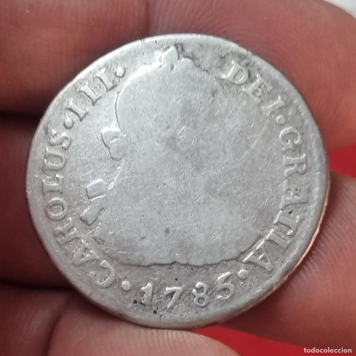 Monedas de Espa&ntilde;a: MONEDA CARLOS III 2 REALES DE PLATA 1785 LIMA MBC- ORIGINAL C41