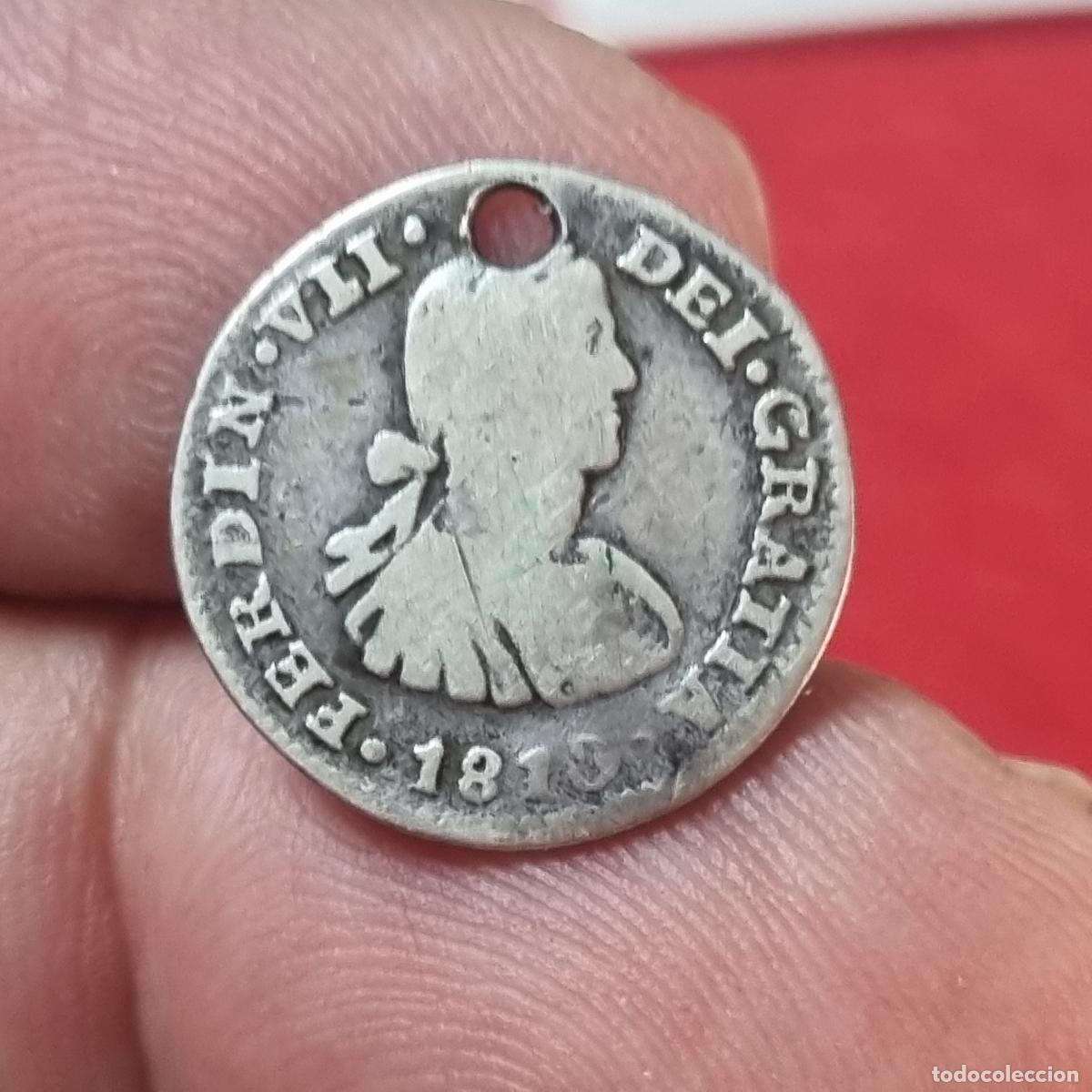 Monedas de Espa&ntilde;a: LASTIMA MONEDA FERNANDO VII 1/2 MEDIO REAL DE PLATA 1810 MEXICO MBC ORIGINAL C41
