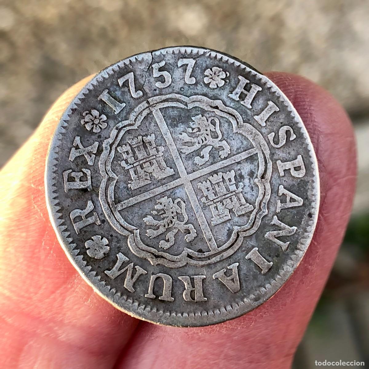 Monedas de Espa&ntilde;a: Moneda de Plata. 2 Reales. Rey Fernando VI. A&ntilde;o 1757. Ceca de Madrid. Casa de Borb&oacute;n. Espa&ntilde;a.