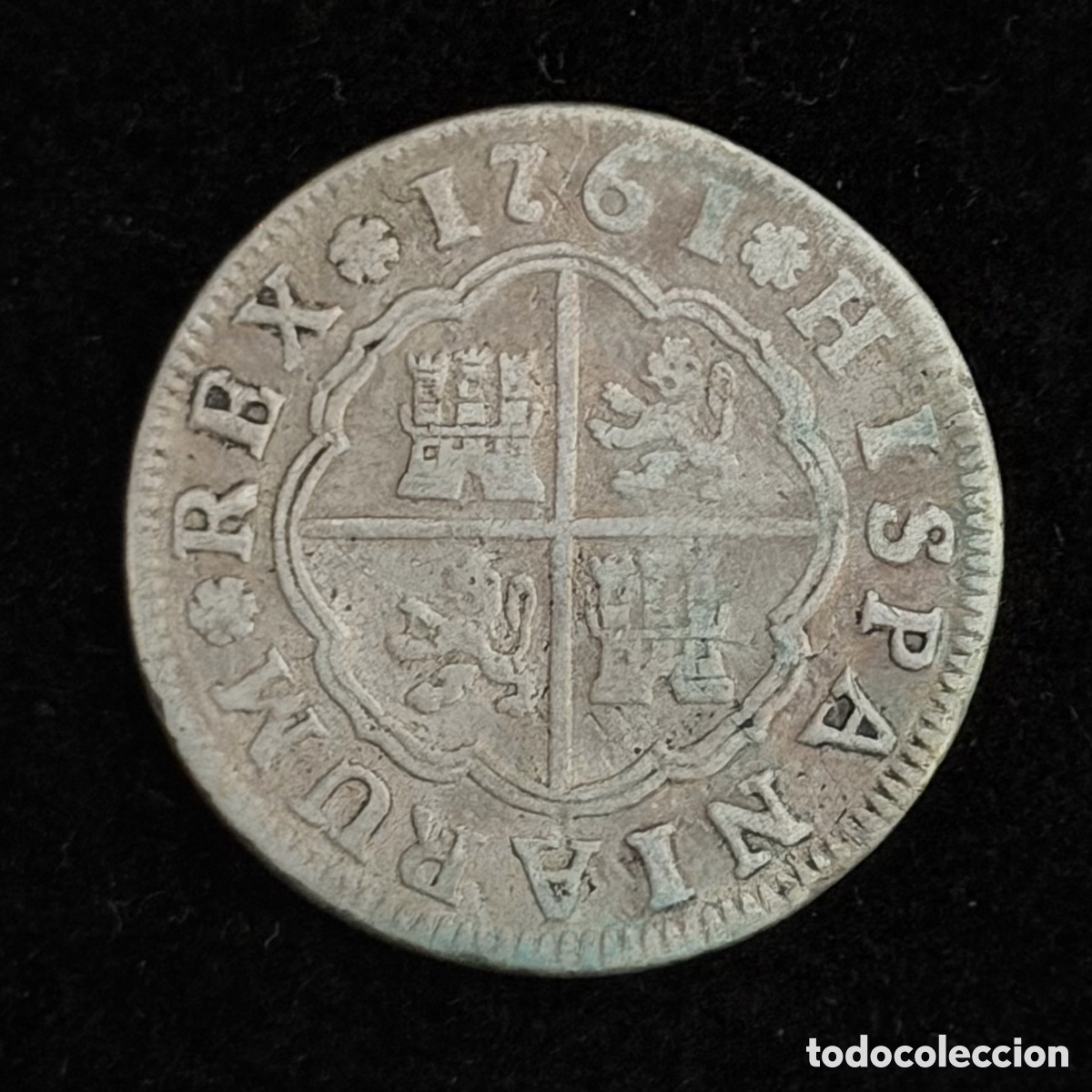 Monedas de Espa&ntilde;a: 2 Reales Carlos III 1761 Sevilla plata