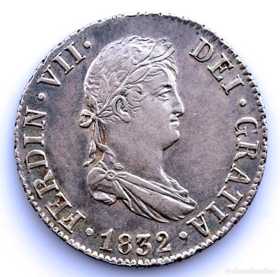 Monedas de Espa&ntilde;a: SC-Spain. Fernando VII. 2 reales 1832 JB. Sevilla. EBC-/XF- Plata 5,9 g. Escasa