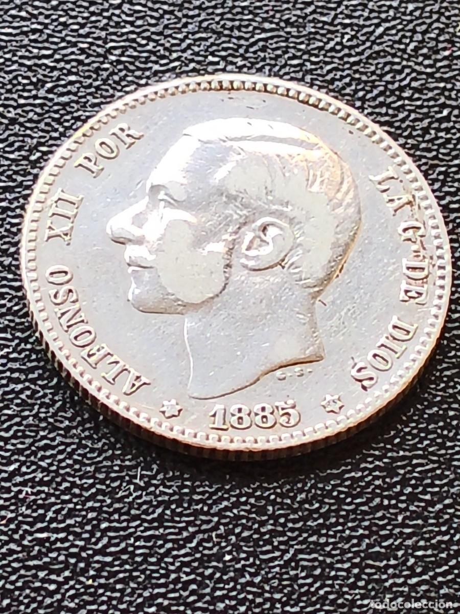 Monedas de Espa&ntilde;a: ALFONSO XII: 1 PESETA 1885 MSM - ESTRELLAS 18-85 / PLATA