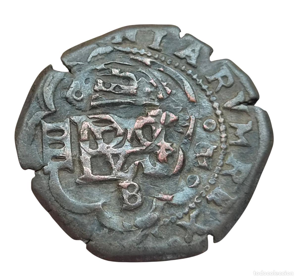 Monedas de Espa&ntilde;a: FELIPE IV Bonito y buen resello Burgos sobre un Burgos de 8 maraved&iacute;s