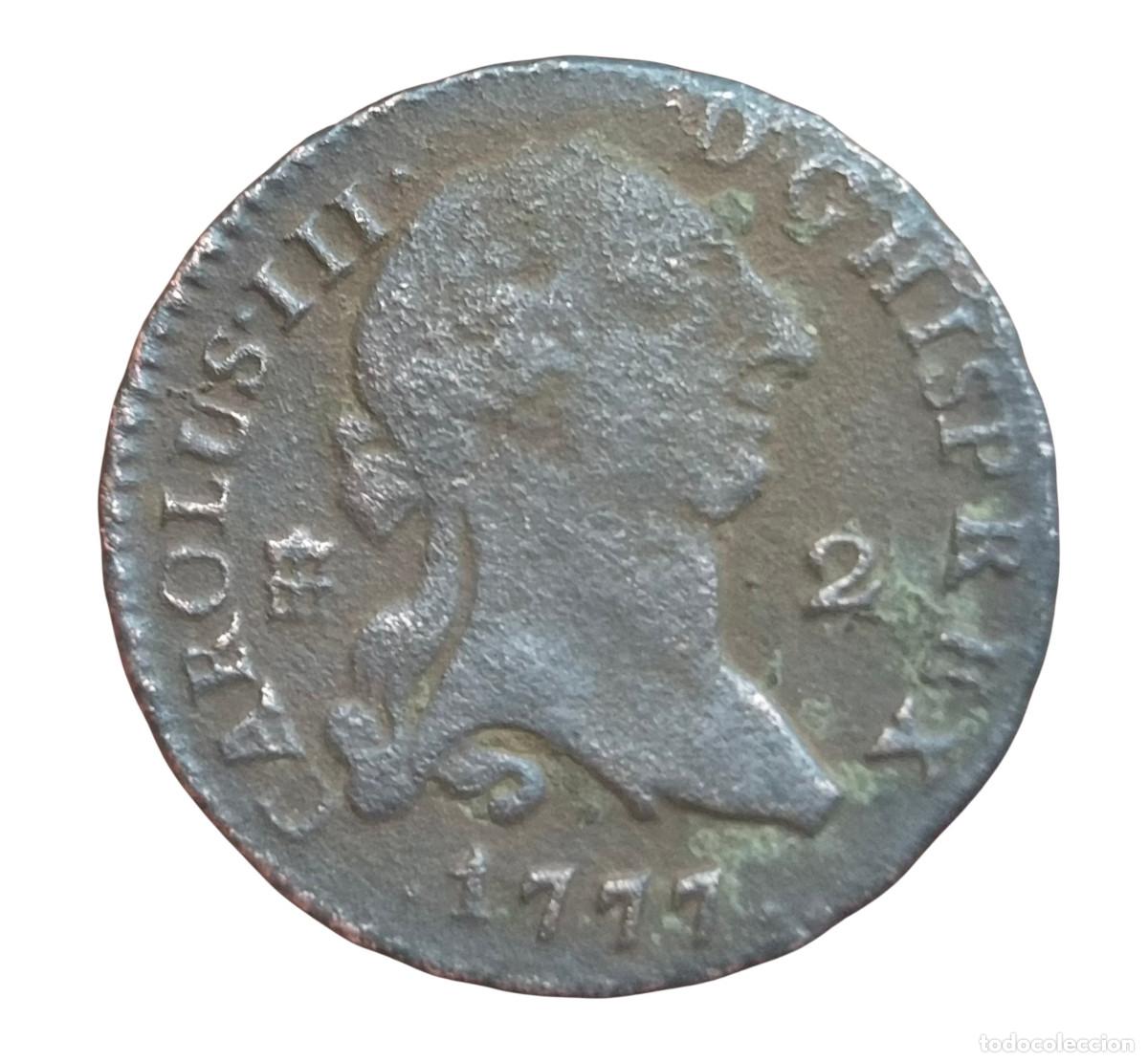Monedas de Espa&ntilde;a: CARLOS III SEGOVIA 2 MARAVEDIS 1777