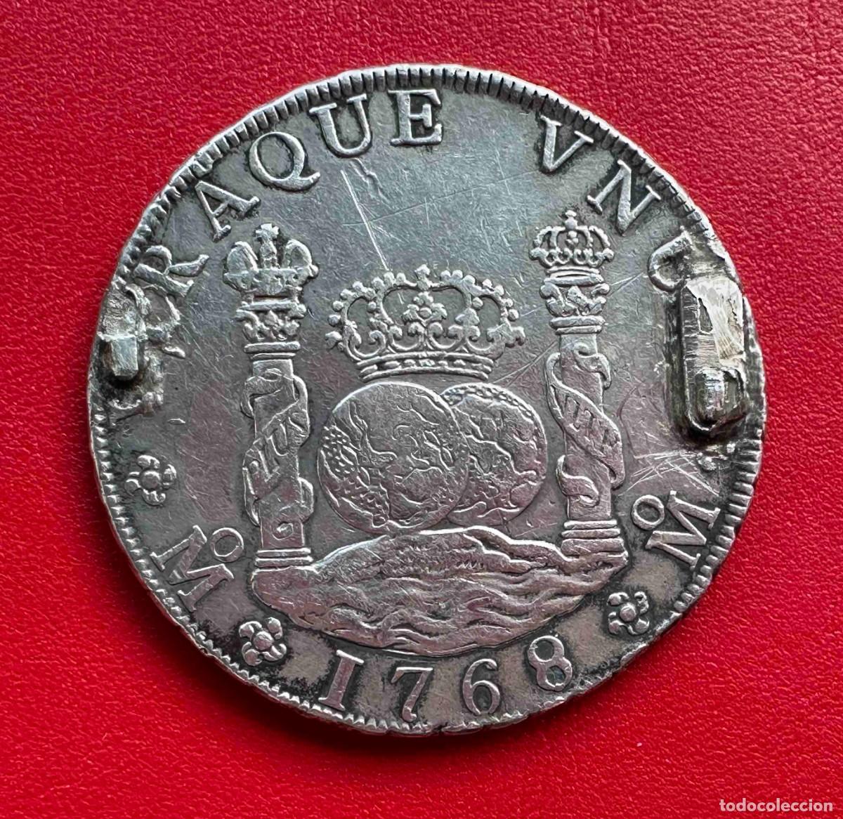 Monedas de Espa&ntilde;a: Espectacular Real de a 8 Columnario 1768 &bull; Carlos III &bull; Ensayadores MF (M&eacute;xico) &bull; Imprescindible.