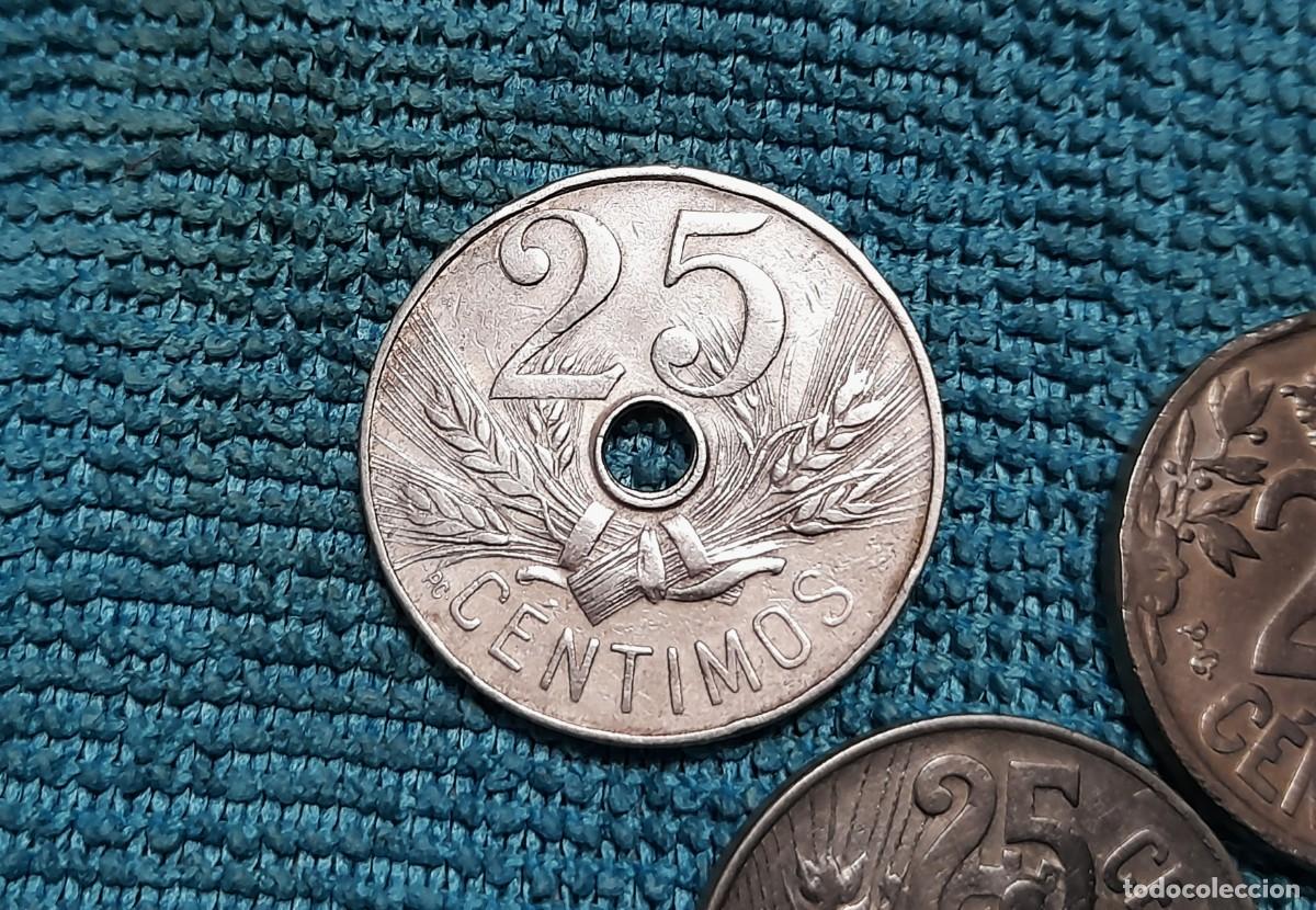 Monedas de Espa&ntilde;a: 3 monedas de 25 Centimos 1925, 27 y 34 - Foto 2