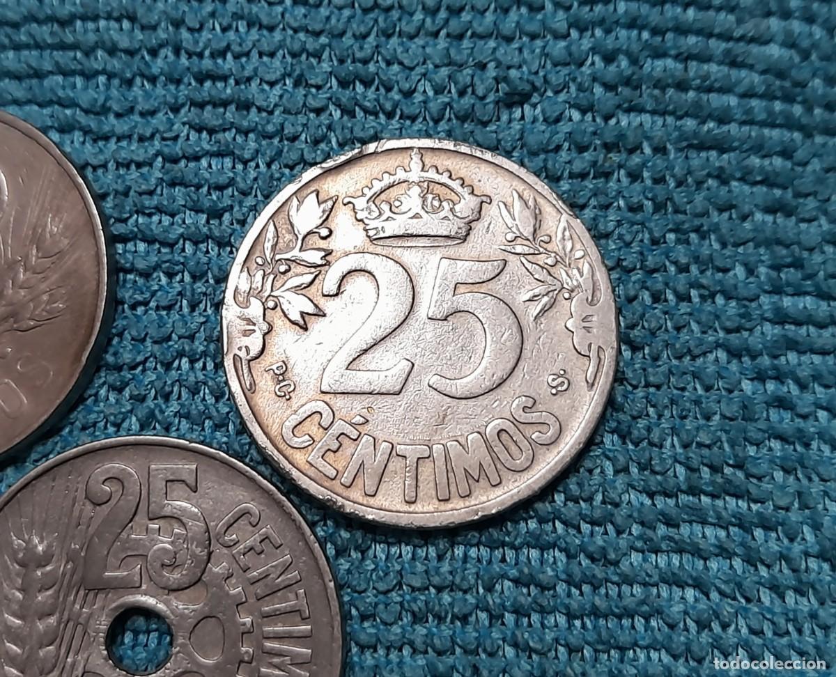 Monedas de Espa&ntilde;a: 3 monedas de 25 Centimos 1925, 27 y 34 - Foto 3