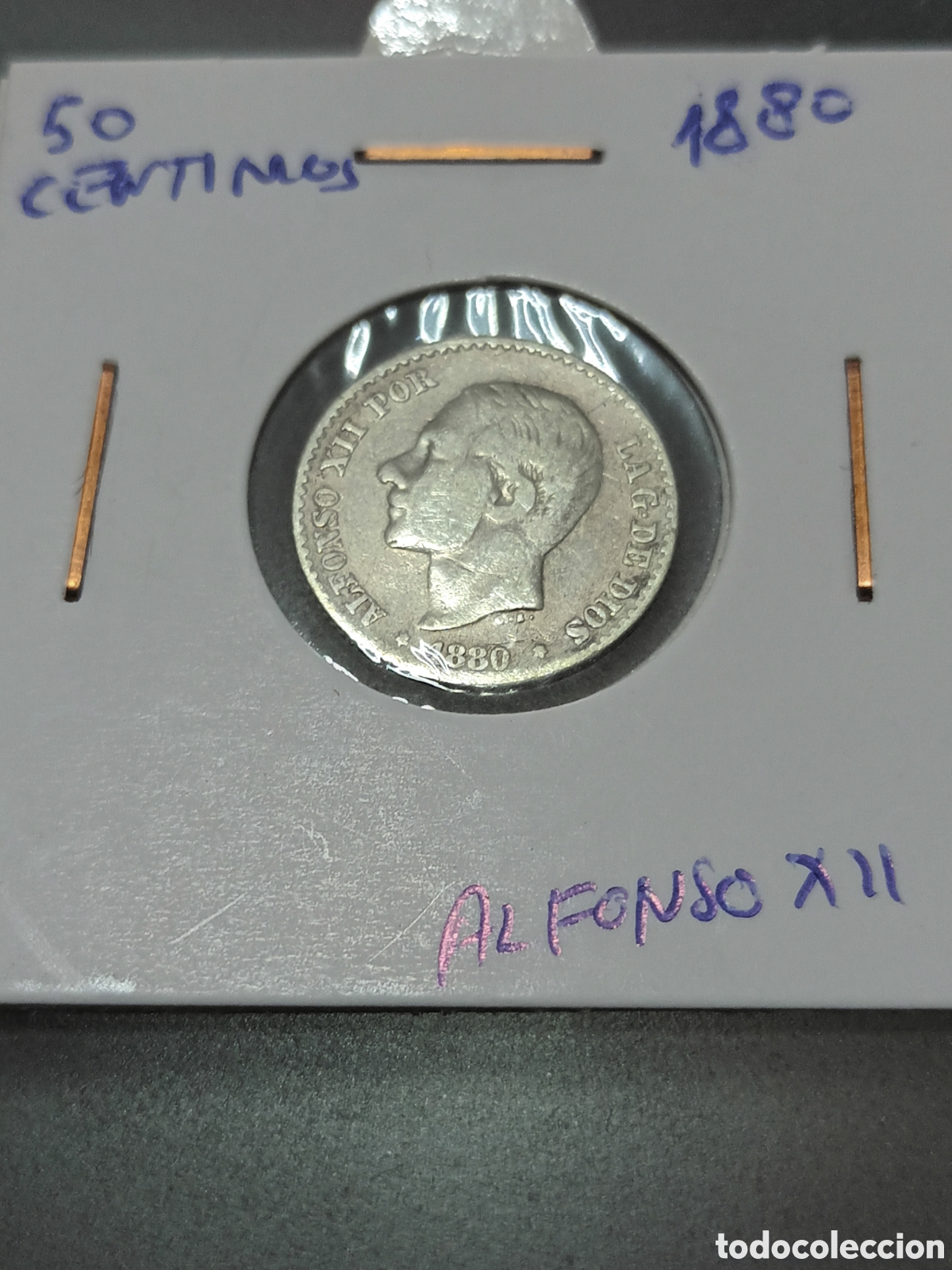 Monedas de Espa&ntilde;a: 50 C&Eacute;NTIMOS DE PLATA ALFONSO XII A&Ntilde;O 1880 - Foto 3