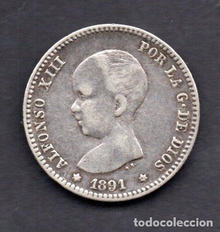 Monedas de Espa&ntilde;a: ALFONSO XIII - 1 PESETA de PLATA 1891 * - 91