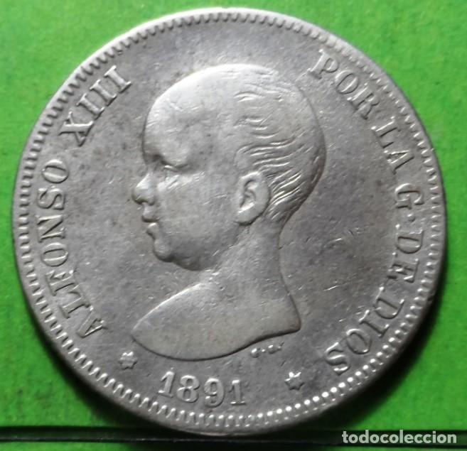Monedas de Espa&ntilde;a: ALFONSO XIII, 2 pesetas 1891 *91 Floja, Ag