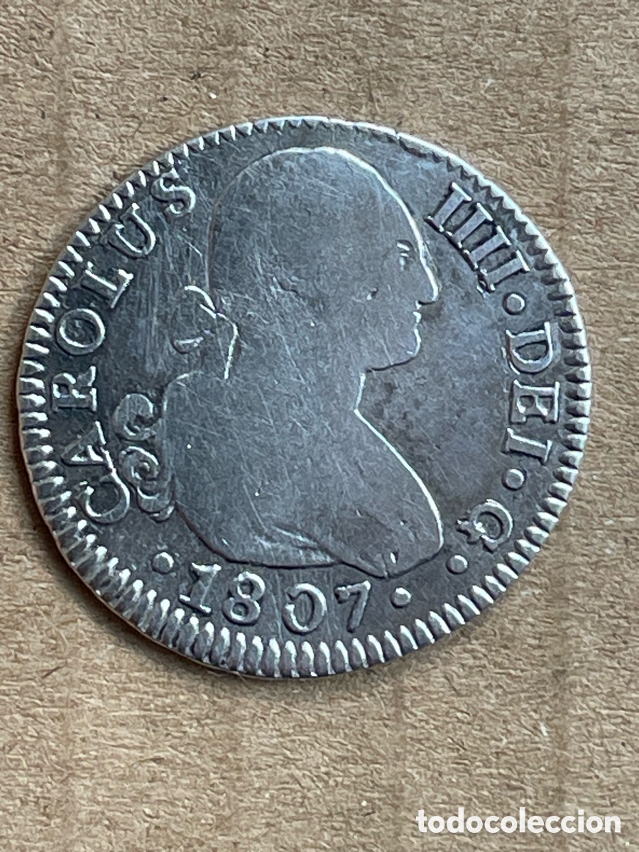 Monedas de Espa&ntilde;a: Moneda de plata Carlos IV a&ntilde;o 1807 / 2 Reales