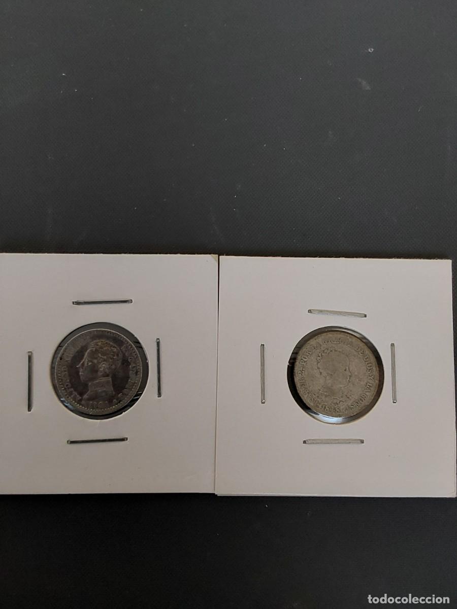Monedas de Espa&ntilde;a: No60-LOTE 2 MONEDAS 50 CTS PLATA ISABEL II Y ALFONSO XIII