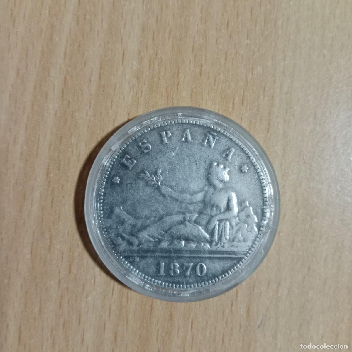 Monedas de Espa&ntilde;a: MONEDA 5 PESETAS PLATA 900 MIL&Eacute;SIMAS - GOBIERNO ESPA&Ntilde;A PROVISIONAL - ENCAPSULADA - A&Ntilde;O 1870.