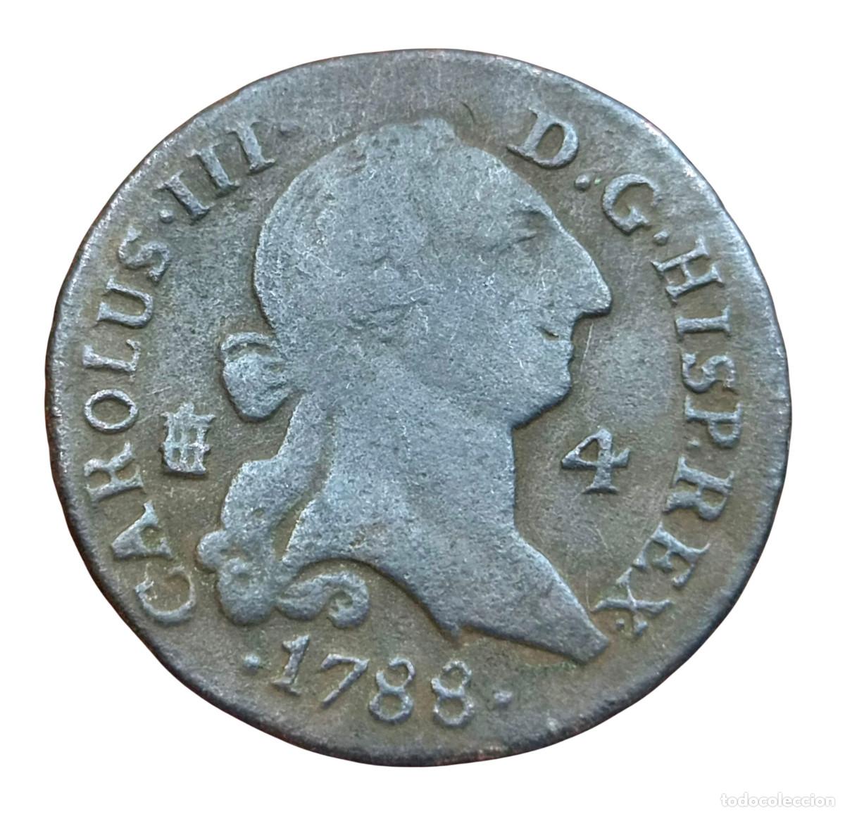 Monedas de Espa&ntilde;a: CARLOS III SEGOVIA 4 MARAVEDIS 1788