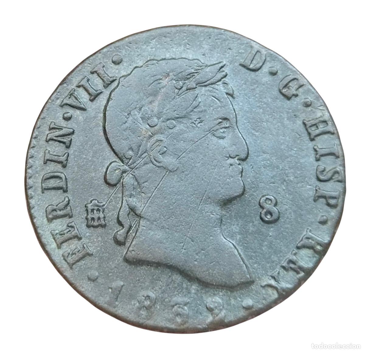 Monedas de Espa&ntilde;a: FERNANDO VII SEGOVIA 8 MARAVEDIS 1832