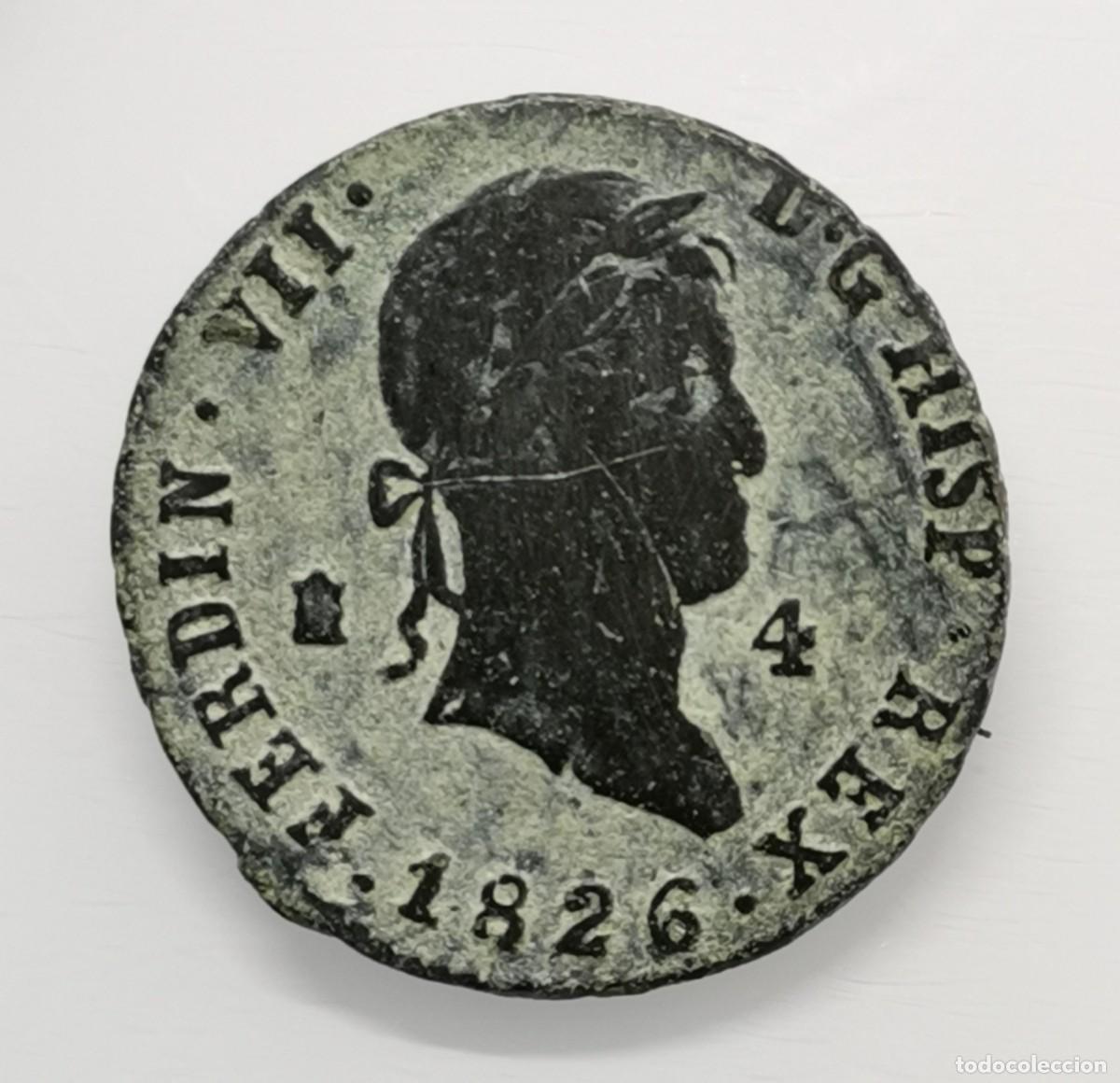 Monedas de Espa&ntilde;a: Fernando VII 4 Maraved&iacute;s 1826 Ceca de Segovia.