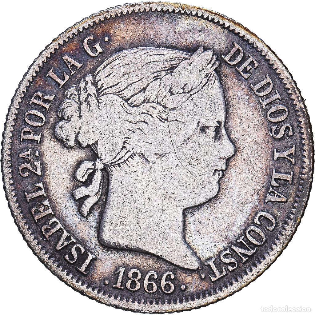 Monedas de Espa&ntilde;a: [#1547666] Espa&ntilde;a, Isabel II, 40 Centimos, 1866, Madrid, Plata, BC+, KM:628
