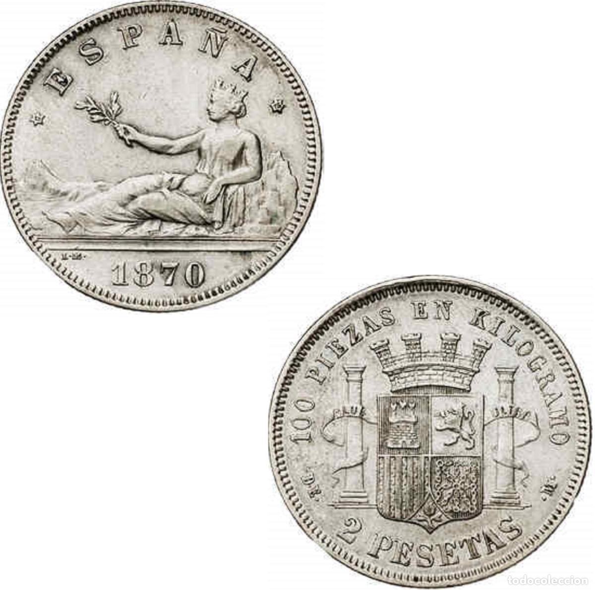 Monedas de Espa&ntilde;a: *GUTSE*241-GOBIERNO PROVISIONAL, 2 PESETAS 1870*18-73, PLATA, EBC-.