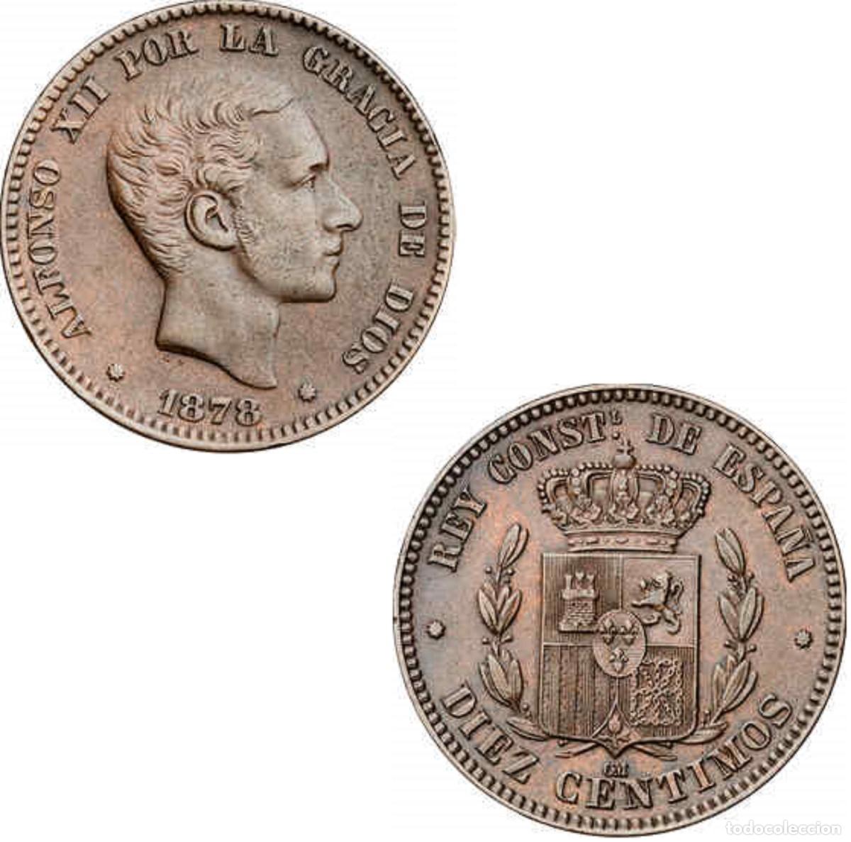 Monedas de Espa&ntilde;a: *GUTSE*345-ALFONSO XII, 10 C&Eacute;NTIMOS 1878, BARCELONA OM, EBC.